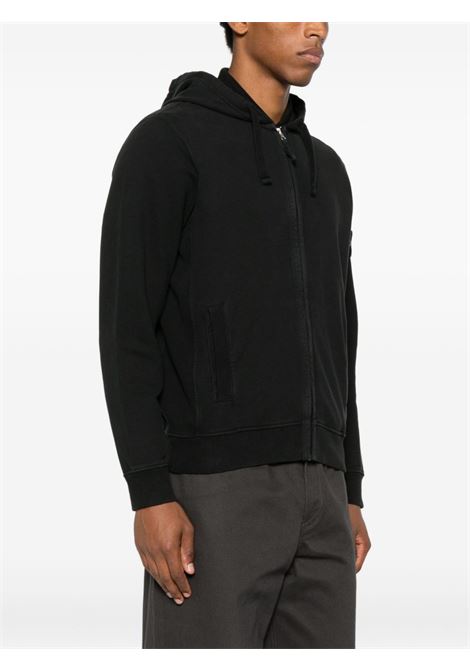 felpa hooded zip cotton fleece uomo nera STONE ISLAND | K2S15 6100067 S0A20V0029
